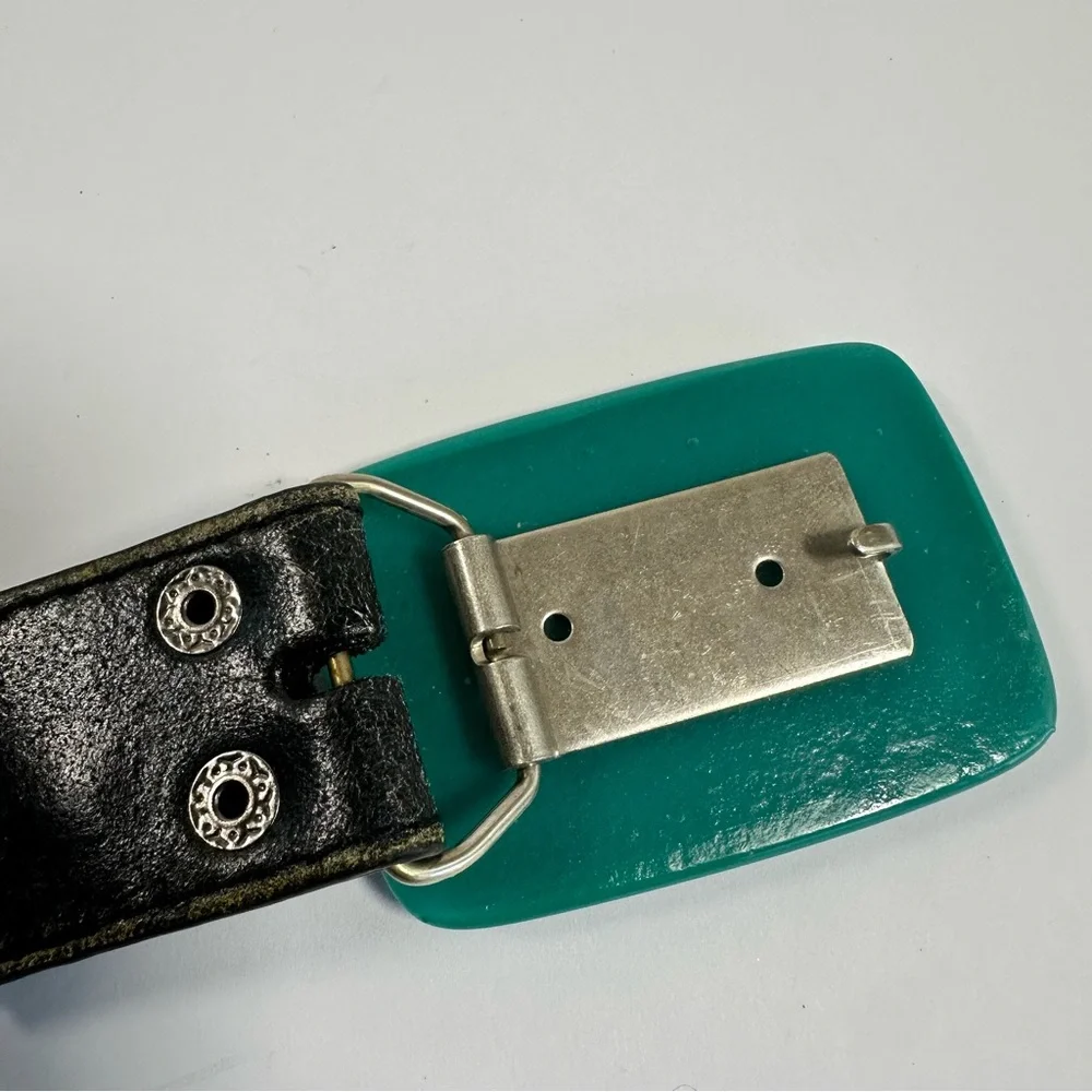Vintage Classico Italia Genuine Leather Black Belt Retro Buckle Mens L‎ Unisex